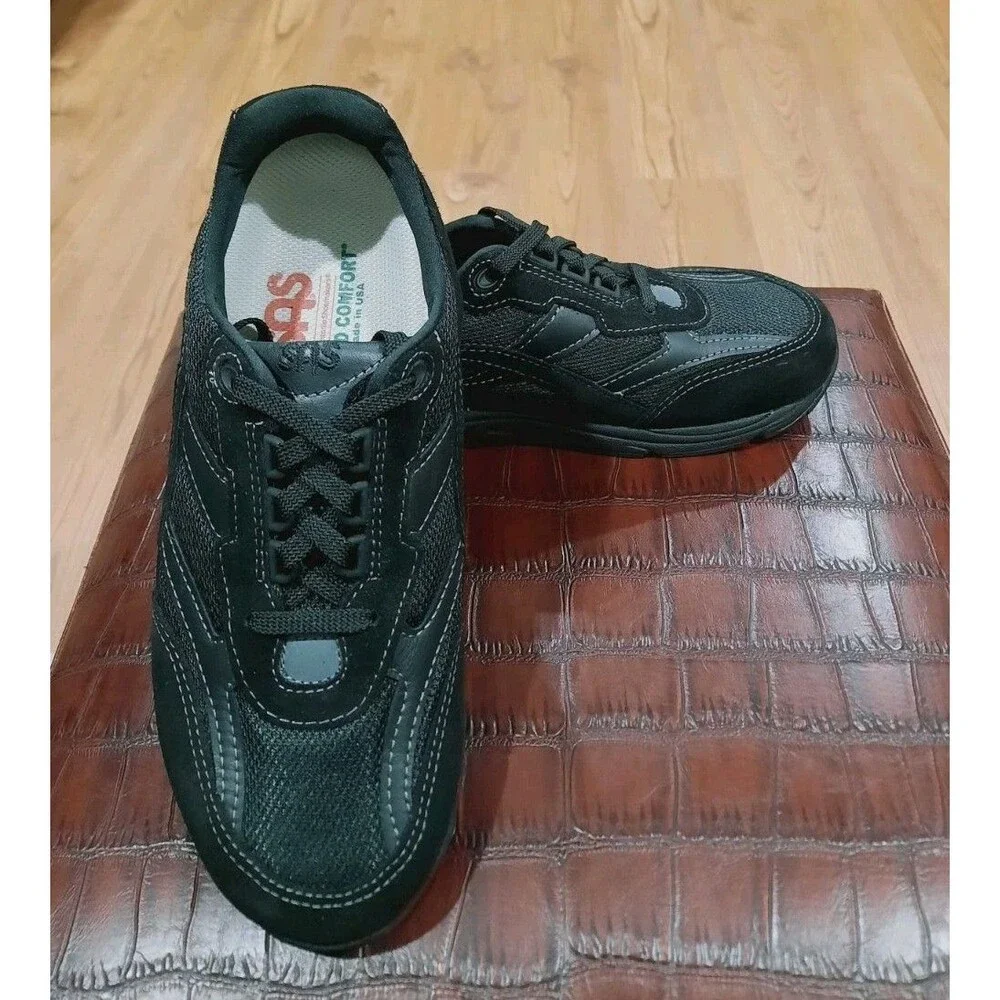 SAS Women Shoes Tour Mesh Black Comfort Sneakers Sz 8.5 WW & Step Plus Footbed